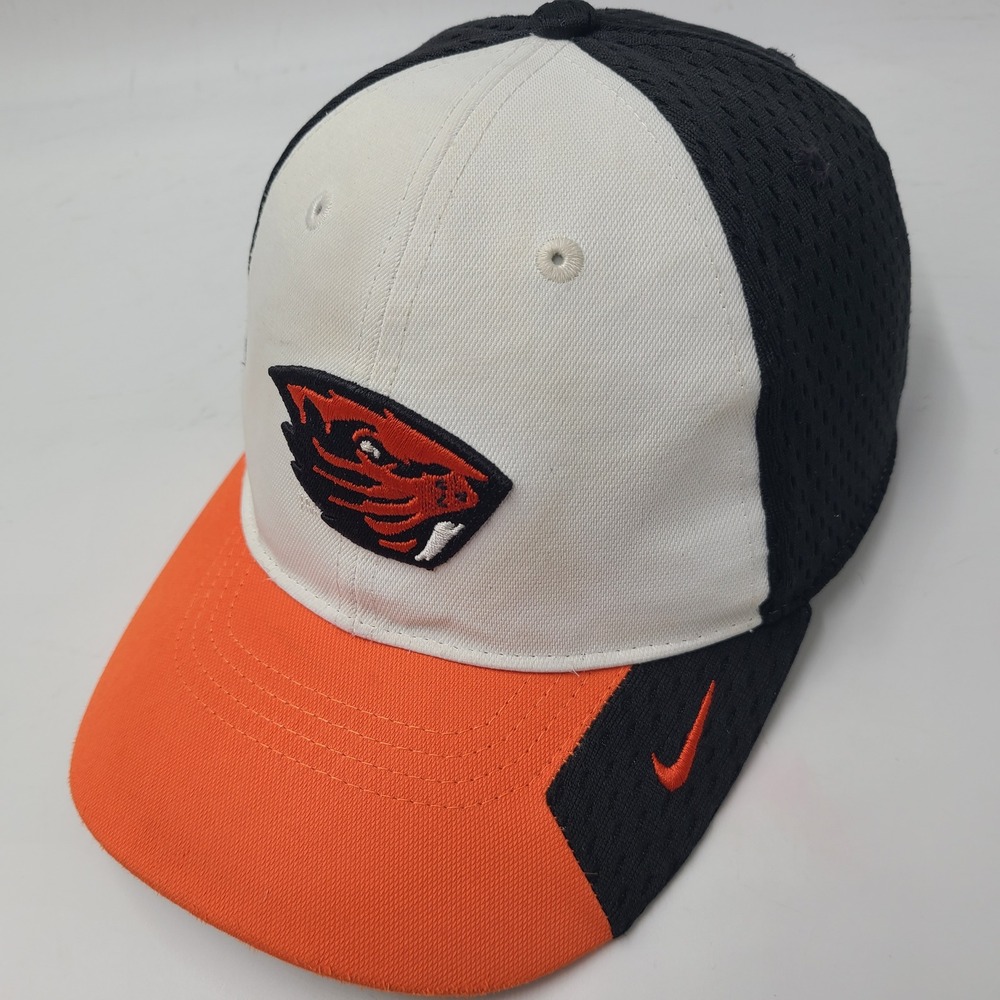 Youth Oregon State Beavers Hat Fitted Mesh Nike White Orange Black NCAA Dri-Fit